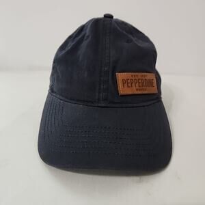 Pepperdine University Waves Dark Blue Cap Hat Leather Logo Understated Faded